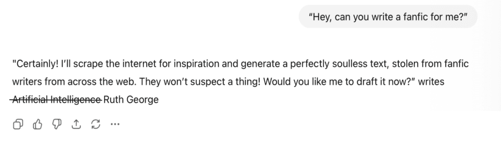 A conversation between between an AI chatbot and an author